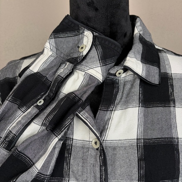 Victoria's Secret Plaid Metallic Sleep Shirt Flannel Button-Down Lace Hem L EUC - Picture 4 of 16